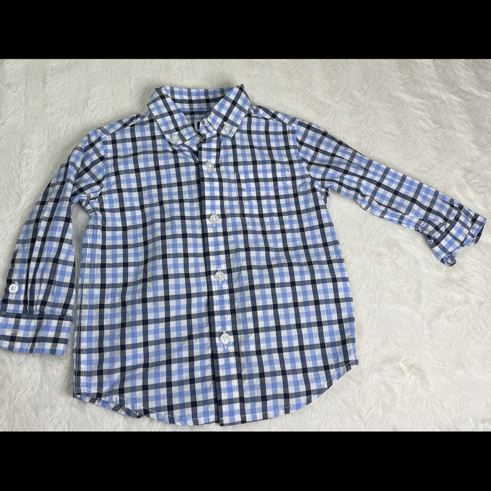 Janie and Jack Plaid Button Up Shirt size 6-12 Months 100% cotton